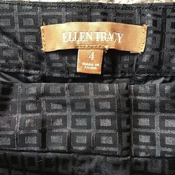 ELEN TRACY Dress Pants Window-Pane Textured Black Mid-Rise Size 4 - Picture 2 of 8